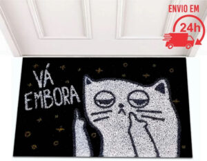 Tapete Capacho De Entrada - Porta Decorativo Vá Embora Gato